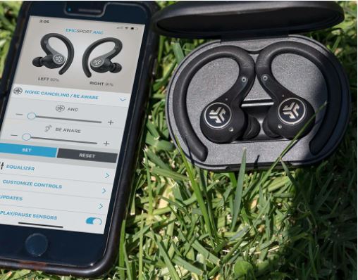 słuchawki bezprzewodowe do biegania JLAB z aplikacją 