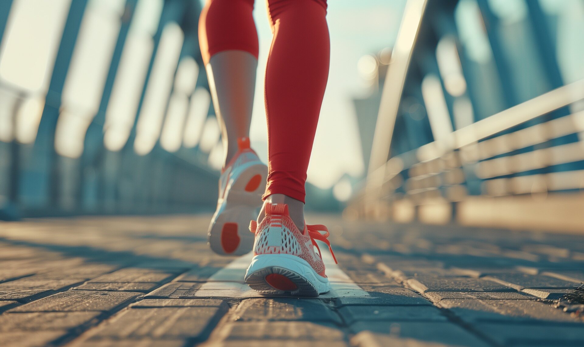 nogi biegacza w legginsach i sportowych butach